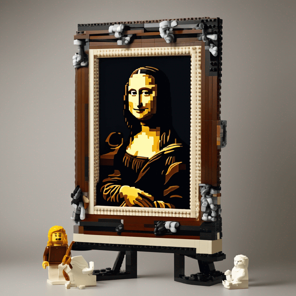 a lego portrait of the mona lisa